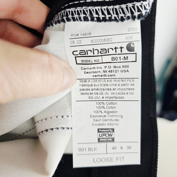 Carhartt Black Loose Fit Firm Duck Double-Front Utility Work Pant NWT 40x30 - Picture 8 of 9